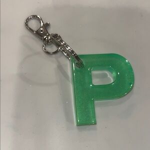 Green Letter P Keychain christmas stocking stuffer backpack